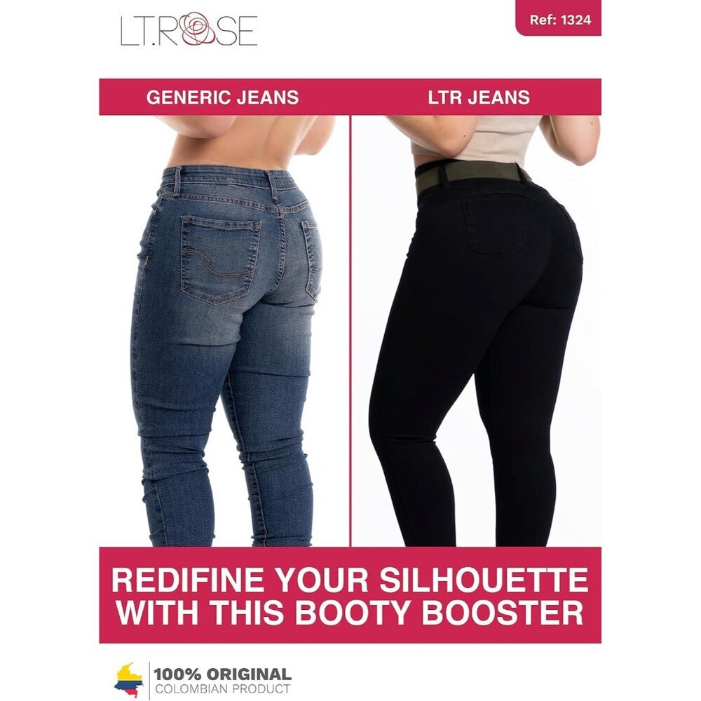 High Waisted Colombian Butt Lift Jeans Women Tummy Control Denim - Picture 4 of 5